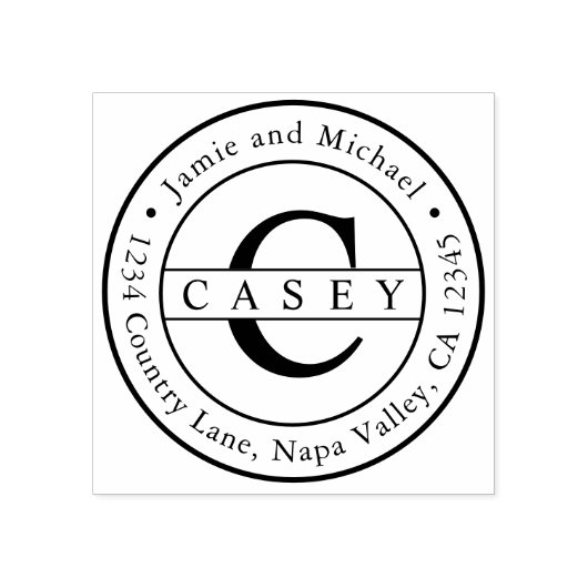 Creëer Uw eigen klassieke monogram retouradres Rubberstempel (Afrduk)