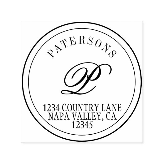 Creëer Uw eigen klassieke monogram retouradres Zelfinktende Stempel (Design)