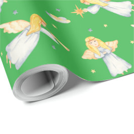 Creëer uw eigen kleur keuze handgetekende engelen cadeaupapier