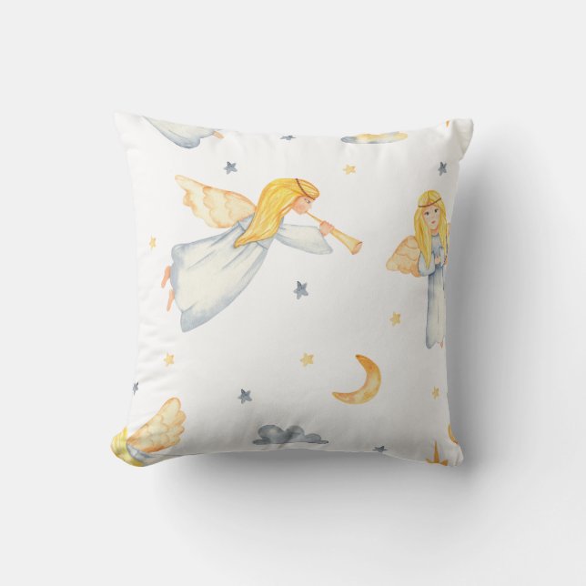 Creëer uw eigen kleur keuze handgetekende engelen kussen (Voorkant)