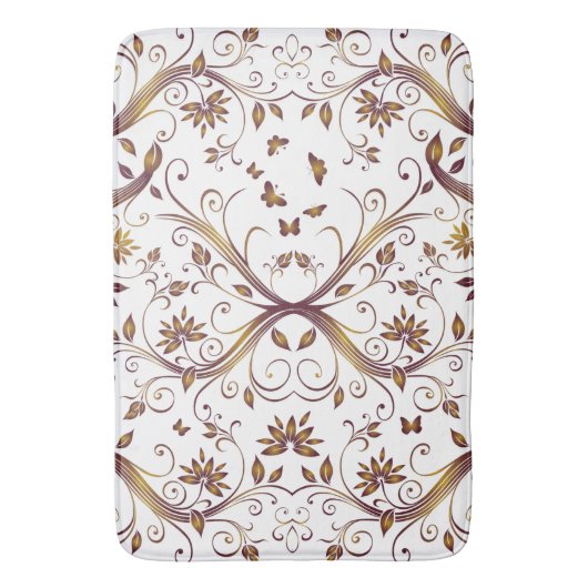 Creëer Uw eigen kleuren wijzigen Paars Gold Damask Badmat (Voorkant Verticaal)