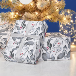 Creëer Uw eigen kleurkeuze Zwart & Rood Holly Cadeaupapier