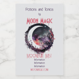 Creëer uw eigen kleurrijke Boho Crescent Moon Flor Wijn Etiket