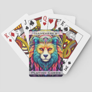 Creëer Uw eigen kleurrijke Boho Wolf Totem Animal Pokerkaarten