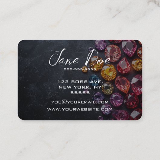 Creëer uw eigen kleurrijke juwelen visitekaartje (Achterkant)