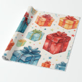 Creëer Uw eigen kleurrijke kerstdozen en -bogen Cadeaupapier (Uitgerold)