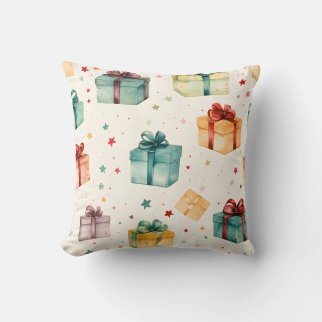 Creëer Uw eigen kleurrijke kerstdozen en -sterren Kussen (Voorkant)