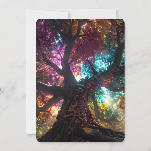 Creëer uw eigen kleurrijke regenboogboom bruiloft kaart (Achterkant)