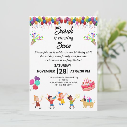 Creëer uw eigen kleurrijke verjaardagsfeestje uitn kaart (Staand voorkant)