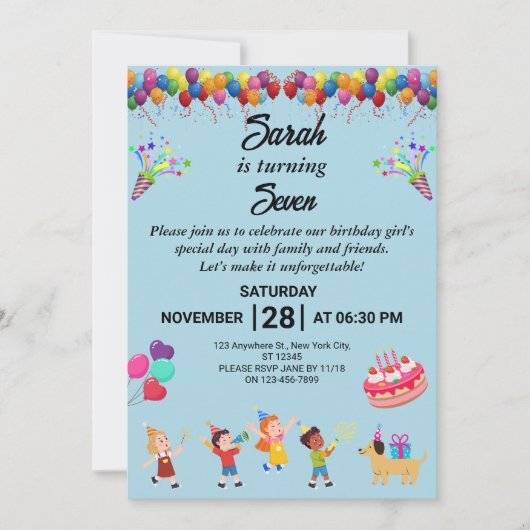 Creëer uw eigen kleurrijke verjaardagsfeestje uitn kaart (Voorkant)