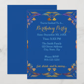 Creëer Uw eigen kleurrijke verjaardagsfeestuitnodi Kaart (Voorkant / Achterkant)