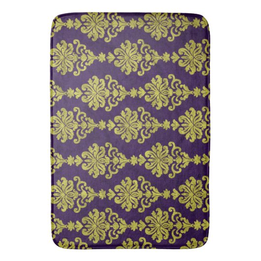 Creëer Uw eigen koninklijk Paars Gold Damask Badmat (Voorkant Verticaal)