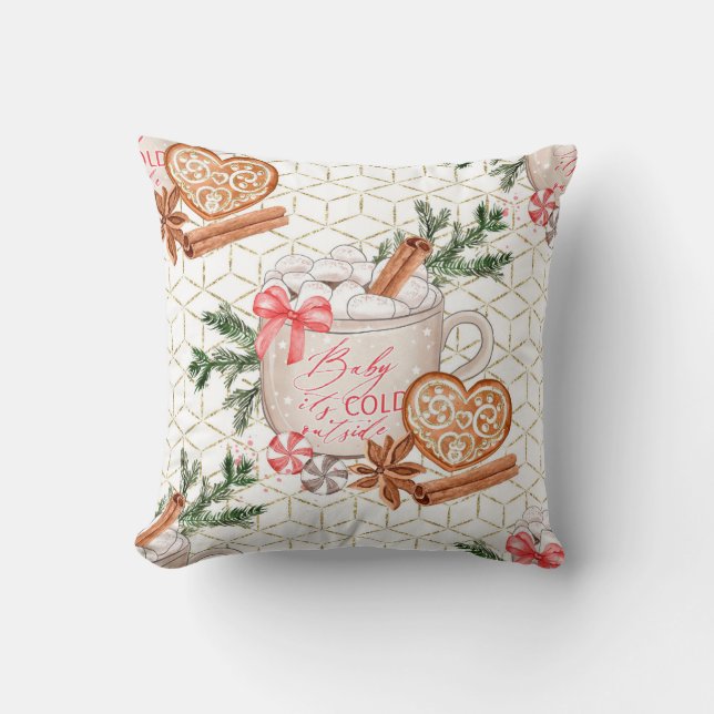 Creëer uw eigen koude buiten cacao crème & goud kussen (Voorkant)