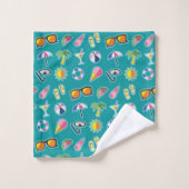 Creëer Uw eigen kustpatroonmonogram Blauwgroen Bad Handdoek (Wasdoekje)