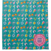 Creëer Uw eigen kustpatroonmonogram Blauwgroen Douchegordijn (Voorkant)