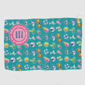 Creëer Uw eigen kustpatroonmonogram Blauwgroen Golfhanddoek (Horizontaal)