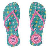 Creëer Uw eigen kustpatroonmonogram Blauwgroen Teenslippers (Voetbed)