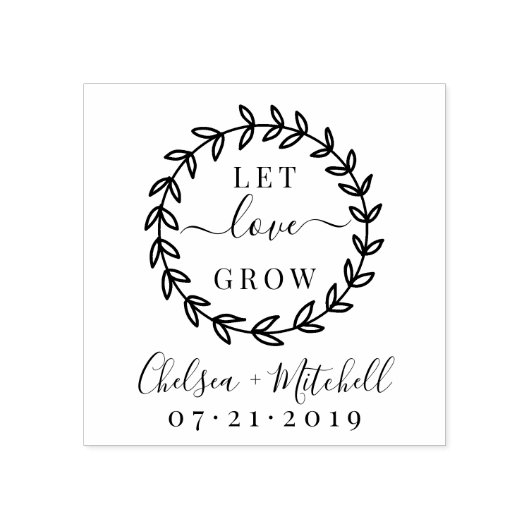 Creëer Uw Eigen Laat Liefde Grow Bruiloft Krans Rubberstempel (Afrduk)