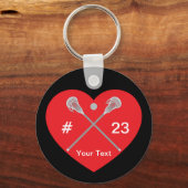 Creëer Uw eigen Lacrosse Sticks Name Number Sleutelhanger (Voorkant)