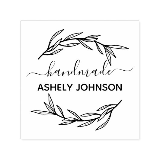 Creëer Uw eigen Laurel Leaf Handmade Name Zelfinktende Stempel (Design)