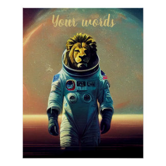 Creëer Uw eigen leeuw in de ruimte astronaut Perfect Poster