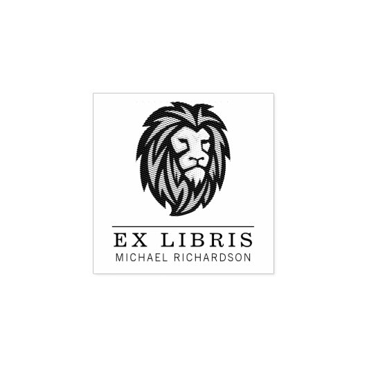 Creëer Uw eigen leeuwemembleem Ex libris Rubberstempel (Afrduk)