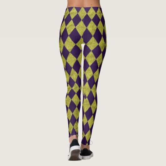 Creëer Uw eigen Leggings Paars Gold Argyle (Achterkant)