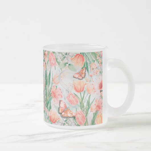 Creëer Uw eigen lentebloemen & vlinders Matglas Koffiemok (Rechts)