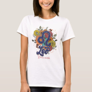 Creëer Uw eigen Leo Zodiac Flowers T-shirt