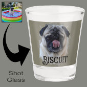 Creëer uw eigen leuke hond Pug Face Head Foto Grun Shot Glas