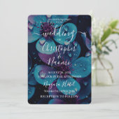 Creëer uw eigen levendige blauwe en paarse bloemen kaart (Staand voorkant)