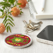 Creëer Uw eigen, levendige kleur Floral Eenvoudig  Sleutelhanger (Zijkant)