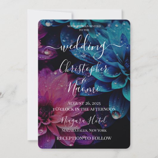 Creëer uw eigen levendige roze en blauwe bloemen kaart (Voorkant)