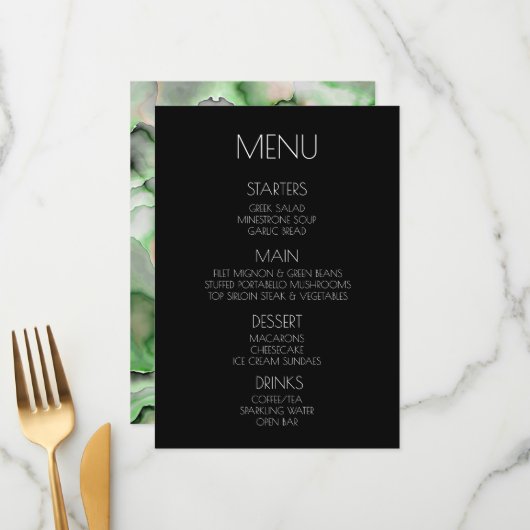 Creëer Uw Eigen - Licht Groen Marmer Menu (Voorkant / Achterkant in situ)