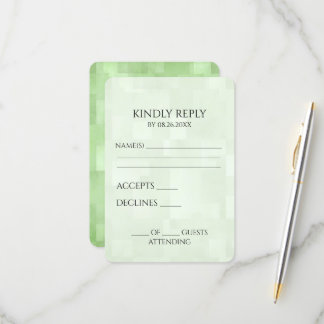 Creëer uw eigen lichtgroene vierkantjes textuur RSVP kaartje