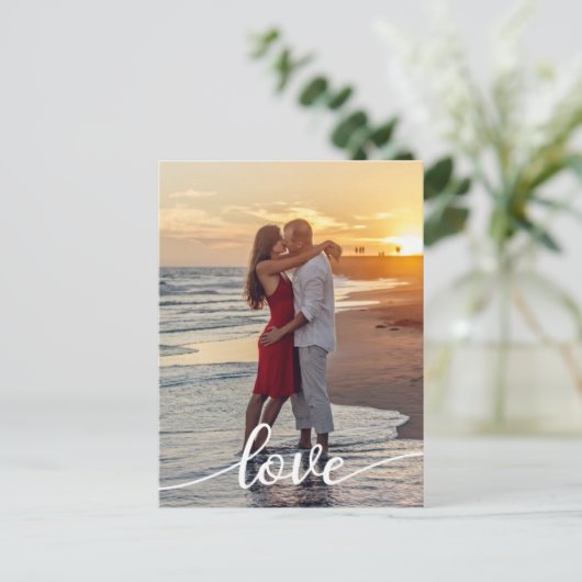 Creëer Uw Eigen Liefde Script Romantisch Paar Foto Briefkaart (Staand voorkant)