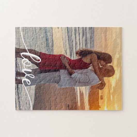 Creëer Uw Eigen Liefde Script Romantisch Paar Foto Legpuzzel (Horizontaal)