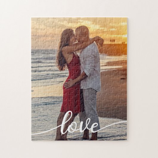 Creëer Uw Eigen Liefde Script Romantisch Paar Foto Legpuzzel (Verticaal)
