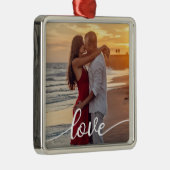 Creëer Uw Eigen Liefde Script Romantisch Paar Foto Metalen Ornament (Rechts)