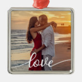 Creëer Uw Eigen Liefde Script Romantisch Paar Foto Metalen Ornament (Voorkant)