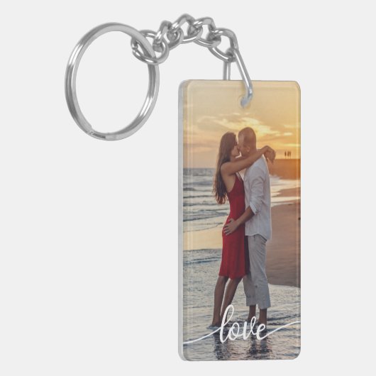 Creëer Uw Eigen Liefde Script Romantisch Paar Foto Sleutelhanger (Voorkant Links)