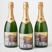 Creëer Uw Eigen Liefde Script Romantisch Paar Foto Sparkling Wijnetiket (Flessen)