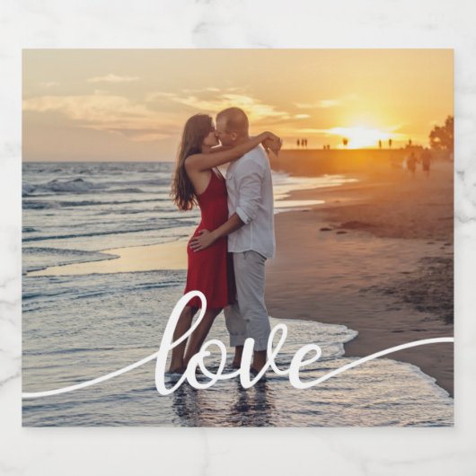 Creëer Uw Eigen Liefde Script Romantisch Paar Foto Sparkling Wijnetiket (Enkel label)