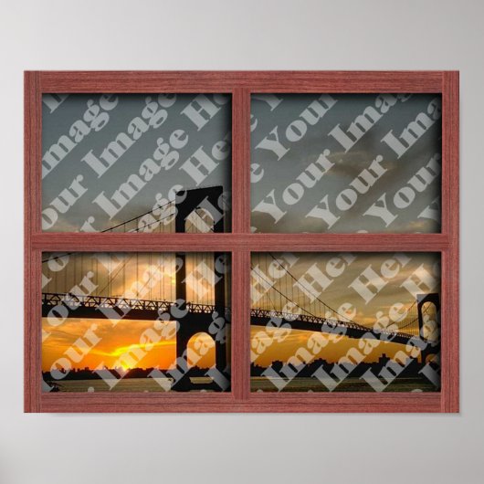 Creëer Uw eigen Lijst met vier ruiten rood hout Poster (Voorkant)