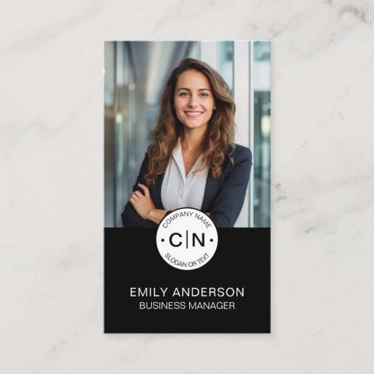 Creëer uw eigen Logo Black Professional Visitekaartje (Voorkant)