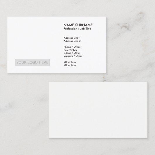 Creëer uw eigen Logo eenvoudig Visitekaartje (Voorkant / Achterkant)