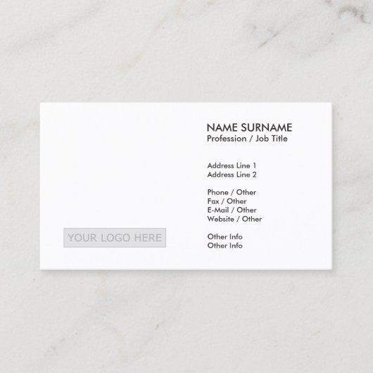 Creëer uw eigen Logo eenvoudig Visitekaartje (Voorkant)