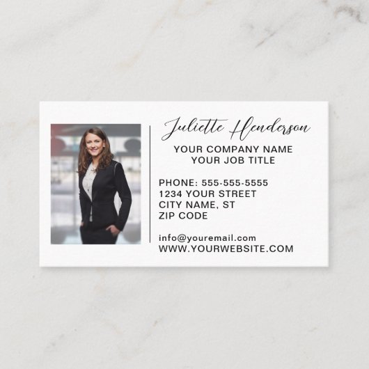 Creëer Uw eigen Logo foto Modern Elegant Visitekaartje (Voorkant)