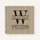 Creëer Uw eigen Logo monogram voor Burlap Retro Notitieboek (Voorkant)