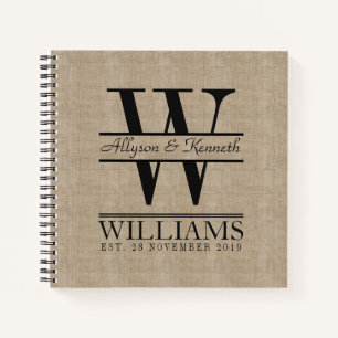 Creëer Uw eigen Logo monogram voor Burlap Retro Notitieboek